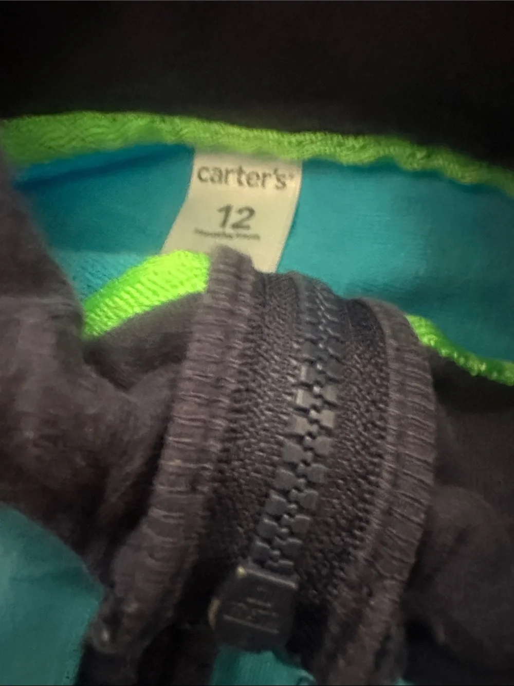 VINTAGE Teal Zip Hoodie with Navy Trim & Gray Navy Striped Hooded Jacket